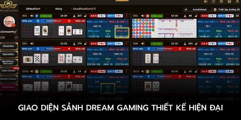 Giao diện sảnh Dream Gaming thiết kế hiện đại