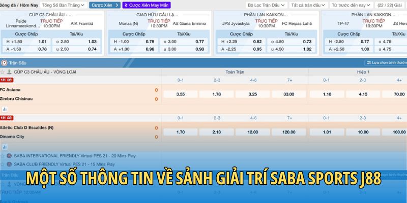 Một số thông tin về sảnh giải trí Saba sports J88