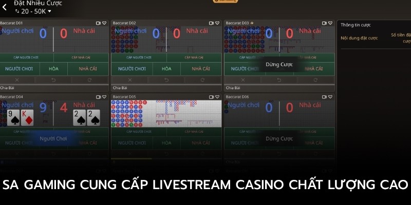SA Gaming cung cấp livestream casino chất lượng cao